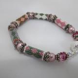 B-56 pink & green bead tube bracelet