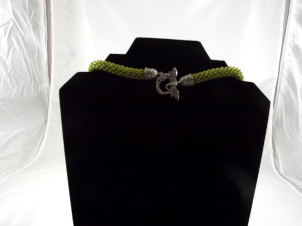 N-69 Olive Crocheted Tassel Necklace
