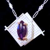 Two Layer Sterling and Amethyst Pendant