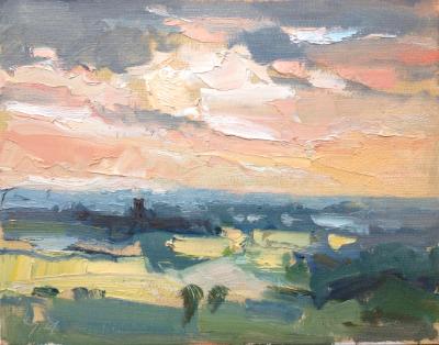 Sunset No 1 from Blunsdon hill 10"x 8" oil on board