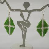 E-11 Green & White Triangle Earrings