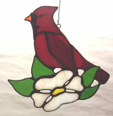 Cardinal in Dogwood Suncatcher Cardinal in Dogwood Suncatcher