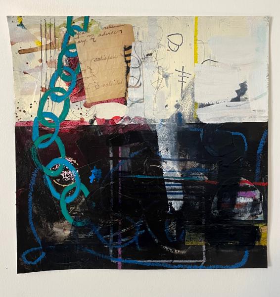 Satisfied (m/m and acrylic on paper 2024)