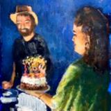 Birthday cake for a friend 8 x 10 oil