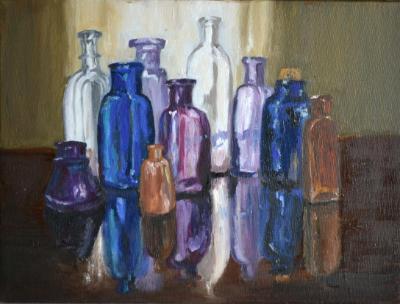 Bottles/Reflections 9"x12"(private collection) Bottles/Reflections 9"x12"(private collection)