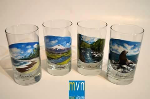 Set of handpainted glasses: LANDSCAPES OF ECUADOR