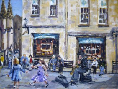 Abbey Church Yard, Bath, 6x8 ins, oils Abbey Church Yard, Bath, 6x8 ins, oils