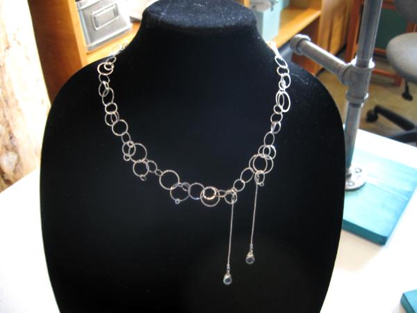 13-122 Sterling Chain with Blue Topaz Drops