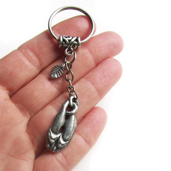 Two celtic cats keychain keyring original artisan cat pewter jewelry 