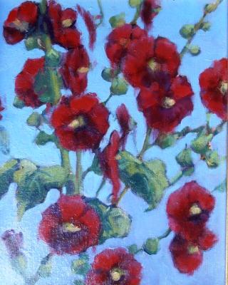 Susan's Hollyhocks 11x14" oil sold Susan's Hollyhocks 11x14" oil sold