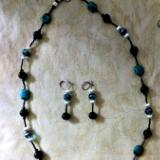 black and turqoise glass beaded set