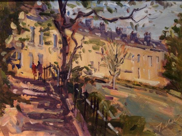 No. 30, Steps Towards Somerset Place, 6x8 ins, oils.