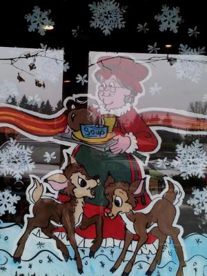 Mrs Claus serving with deer Mrs Claus serving with deer
