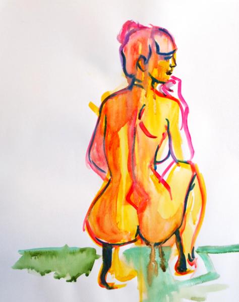 Crouching Yellow Nude