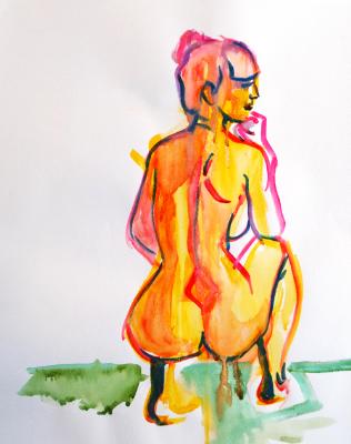 Crouching Yellow Nude Crouching Yellow Nude
