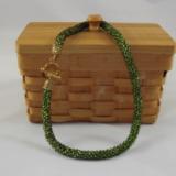 N-44 Sparkling Olive Green Crocheted Rope Necklace