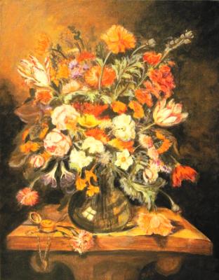 Flower Still Life with a Watch (Abrahham van Beyeren)