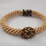 B-31 ecru crocheted rope bracelet with flower slide