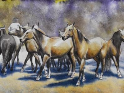 Dance of horses 2, 38cm x 56cm, 2020