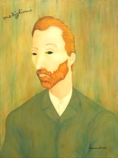My Modigliani Style Portrait of Vincent van Gogh