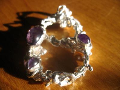 13-117 Recycled Sterling and Amethyst Pendant