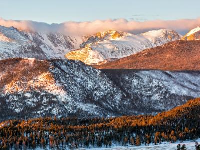 Continental Divide and Moraine Park Trees at Sunrise (Click for full width) Continental Divide and Moraine Park Trees at Sunrise (Click for full width)