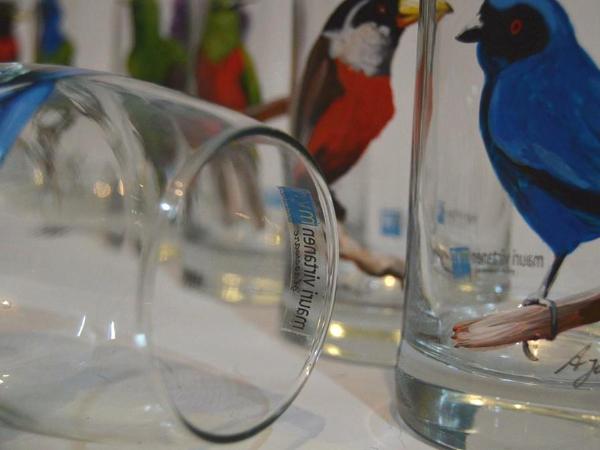 Set of handpainted glasses: EXOTIC HUMMINGBIRDS