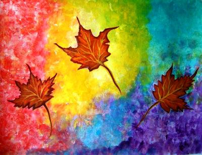 Autumn Bliss Colorful abstract painting on watercolorpaper