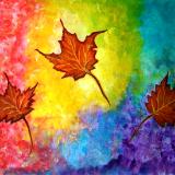 Autumn Bliss Colorful abstract painting on watercolorpaper