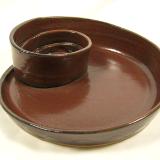110821.L Spiral Chip-N-Dip with Iron Red Glaze