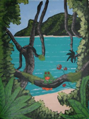 Red Eyed Green Tree Frog Tropical Nth QLD  (Ocean Blue)- CHOSEN FOR OPERATION ART 2009