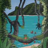 Red Eyed Green Tree Frog Tropical Nth QLD  (Ocean Blue)- CHOSEN FOR OPERATION ART 2009