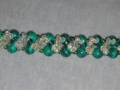 Malachite and AB Clear Crystals #001