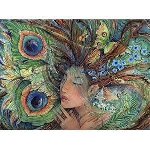 Green Lady fairy art print from the original painting by Liza Paizis