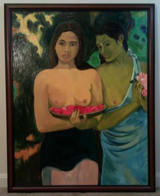 A reproduction of Paul Gauguin's Two Tahitans