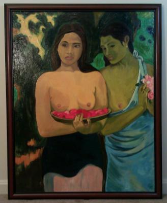 A reproduction of Paul Gauguin's Two Tahitans A reproduction of Paul Gauguin's Two Tahitans