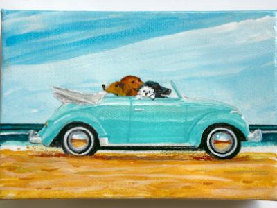 FOUR DOGS IN A CONVERTIBLE FOUR DOGS IN A CONVERTIBLE