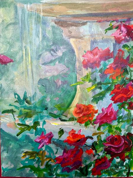 Fountain and Roses