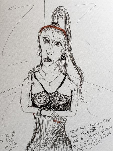 With her sad Spanish eyes she yearns to be a subject within one of Picassos paintings  