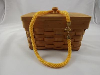 N-55 Golden Yellow Crocheted Rope Necklace