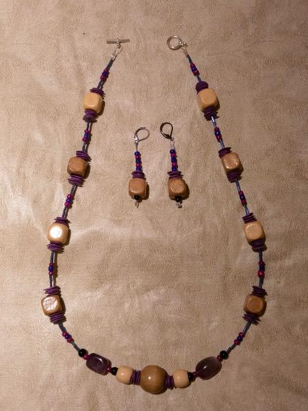 Amethyst and wood set