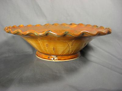 Large Fluted Bowl with Wheat Carving