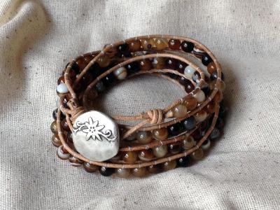Botswana Agate Quadruple Wrap Bracelet Botswana Agate Quadruple Wrap Bracelet