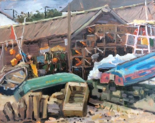 The old fishing village, Swanage, 10x8 ins, oil on board