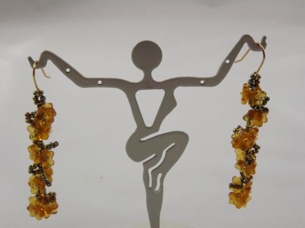 E-71 Golden Hydrangea Flower Beaded Earrings