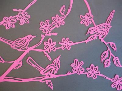 pink birds 12x18 inches