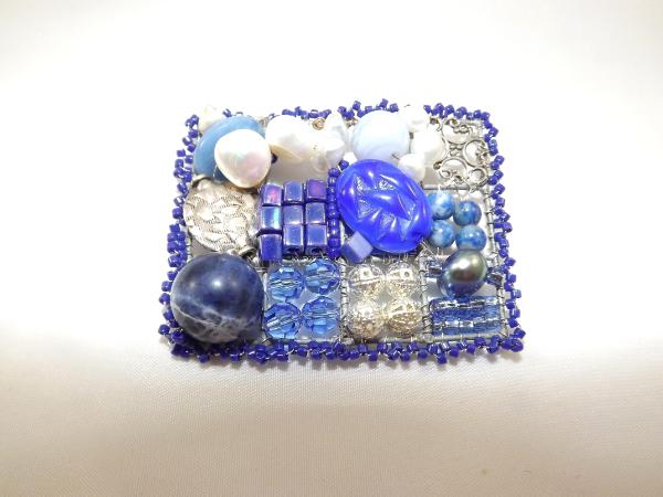 Shades of Blue Mosaic Brooch