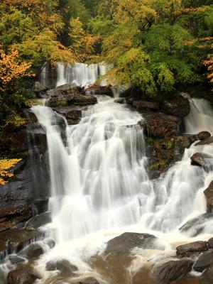 Silky Catskills Waterfall in Fall Flood Silky Catskills Waterfall in Fall Flood