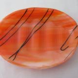 SO15039 - Orange & White Streaky with Black Streamers Soap Dish
