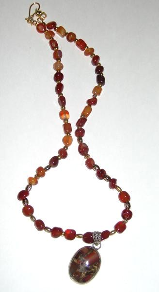 Red Agate Beads and Pendant